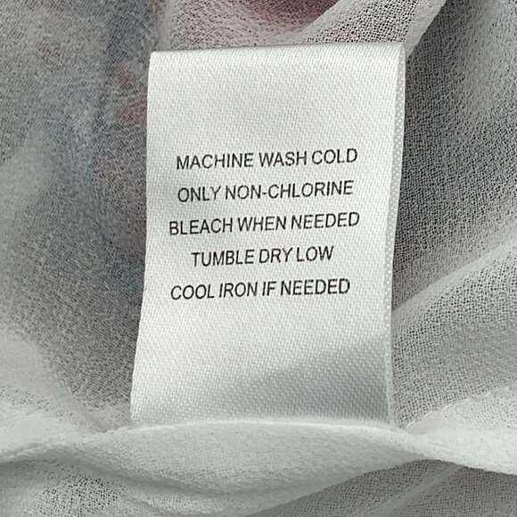 Daniel Rainn Gleeson Tab Sleeve Pleated Front Blue Red Floral Popover Blouse LG - Picture 12 of 13